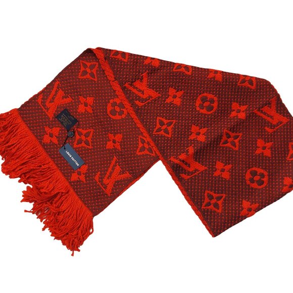 LOUIS VUITTON LV Classic Vintage Red & Burgundy Monogram Scarf VWT - Picture 2 of 15